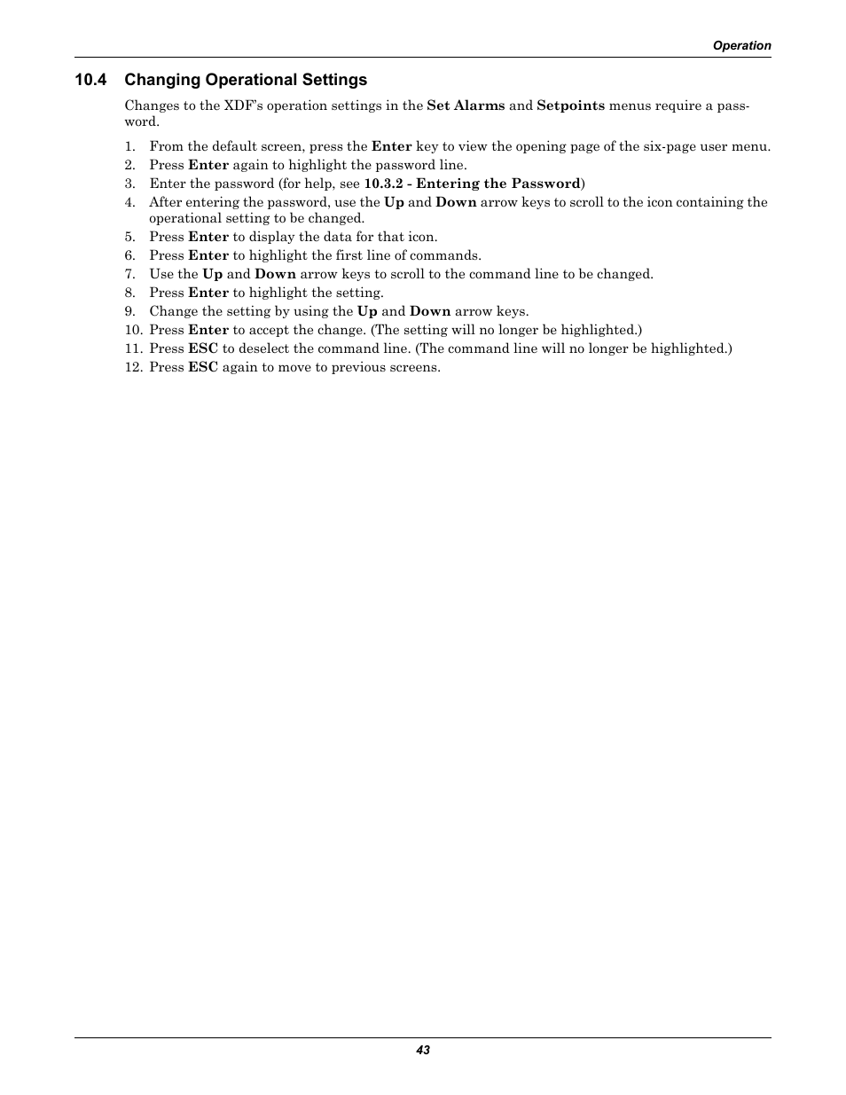 4 changing operational settings, Changing operational settings | Emerson Liebert XDF User Manual | Page 49 / 60