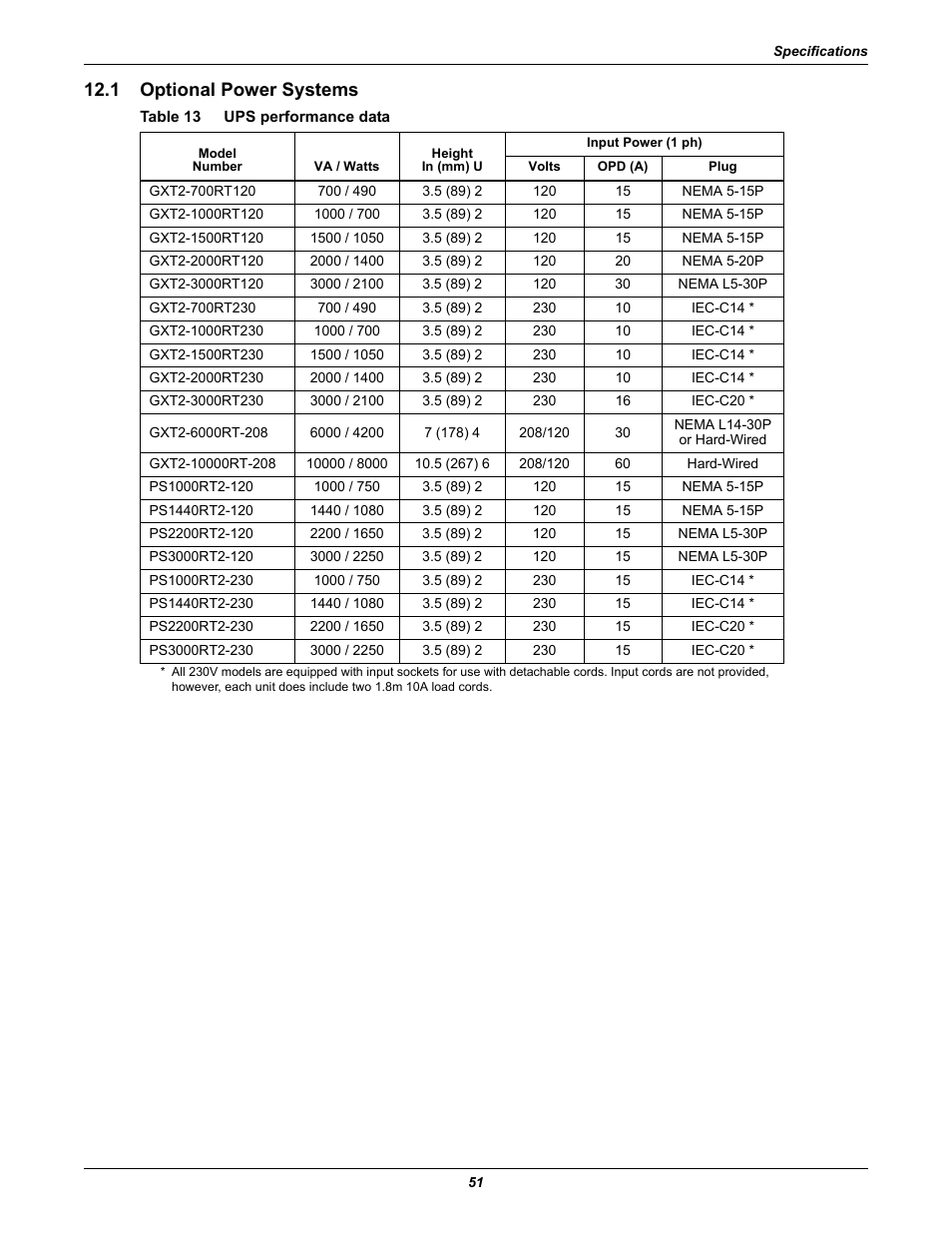 1 optional power systems, Table 13 ups performance data, Optional power systems | Table 13, Ups performance data | Emerson Liebert XDF User Manual | Page 57 / 60