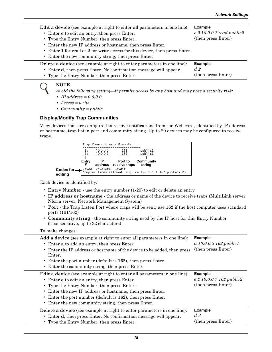 Display/modify trap communities | Emerson Liebert IntelliSlot IS-WEB485ADPT User Manual | Page 22 / 60