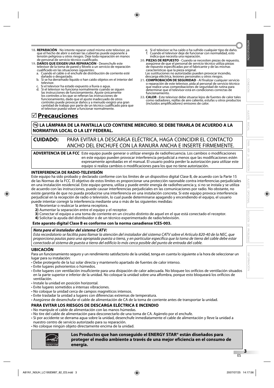 Precauciones | Emerson LC195EM87 User Manual | Page 31 / 56