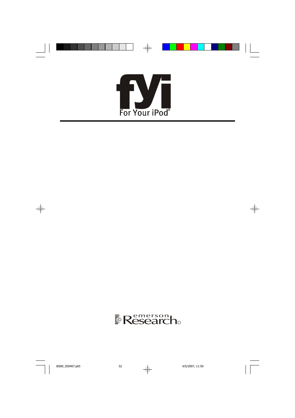 Emerson Radio iE600BK User Manual | 52 pages