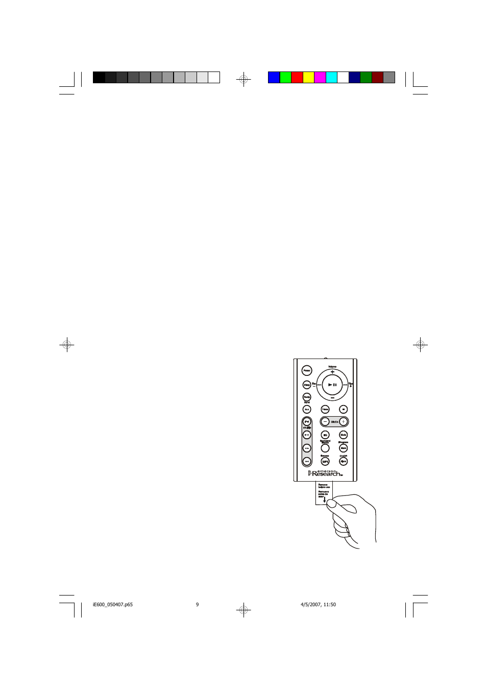 Remote control | Emerson Radio iE600BK User Manual | Page 10 / 52
