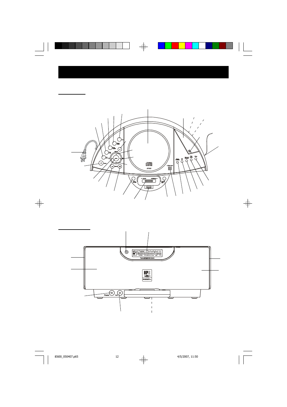 Location of controls and indicators | Emerson Radio iE600BK User Manual | Page 13 / 52