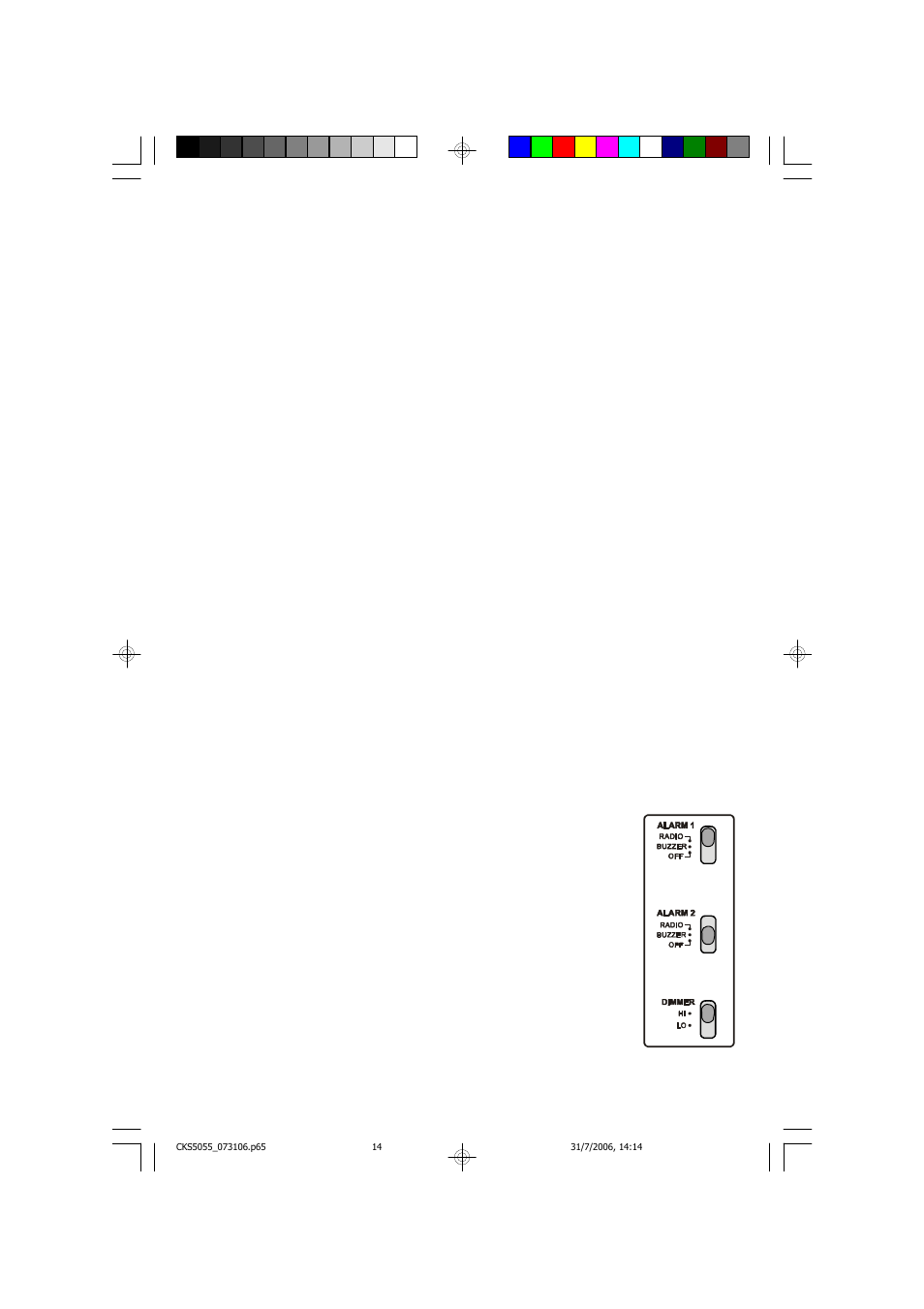 Wake to buzzer (crescendo alarm), Radio and buzzer operation | Emerson CKS5055S User Manual | Page 15 / 23