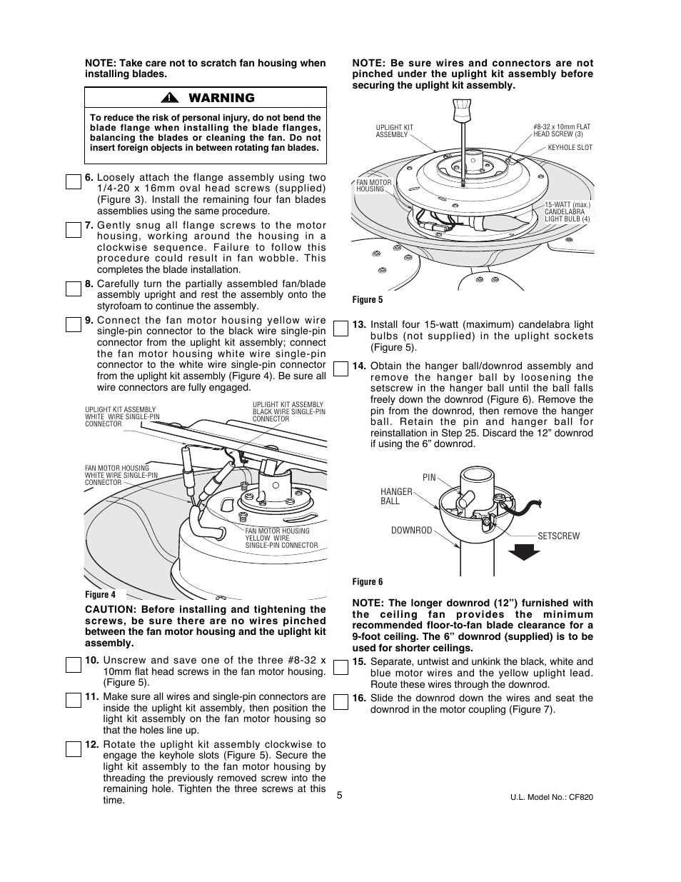 Warning | Emerson LA FAYETTE CF820ORB00 User Manual | Page 5 / 16