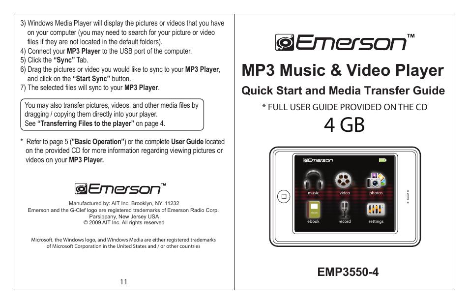 Emerson EMP3550-4 User Manual | 6 pages