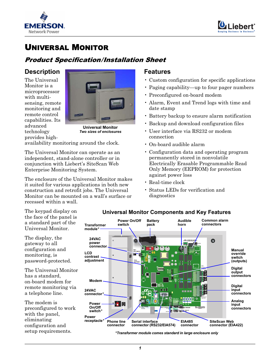 Emerson Liebert UML23000 User Manual | 4 pages