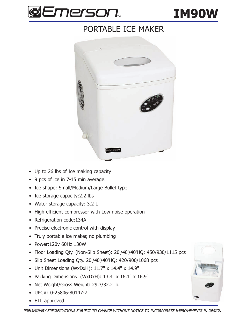 Emerson IM90W User Manual | 1 page