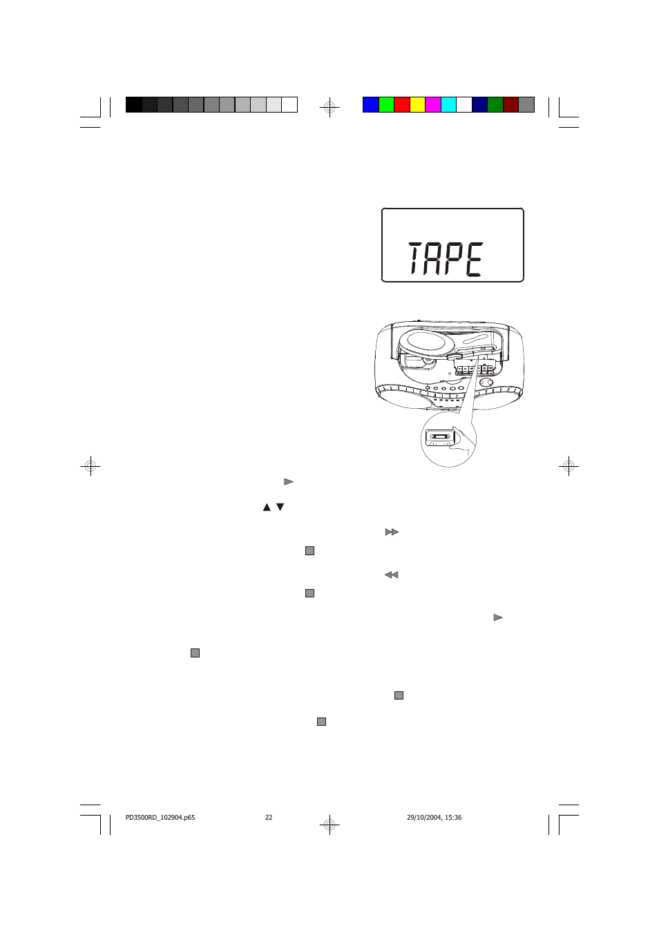 Playing cassette tapes | Emerson Radio PD3500RD User Manual | Page 23 / 35