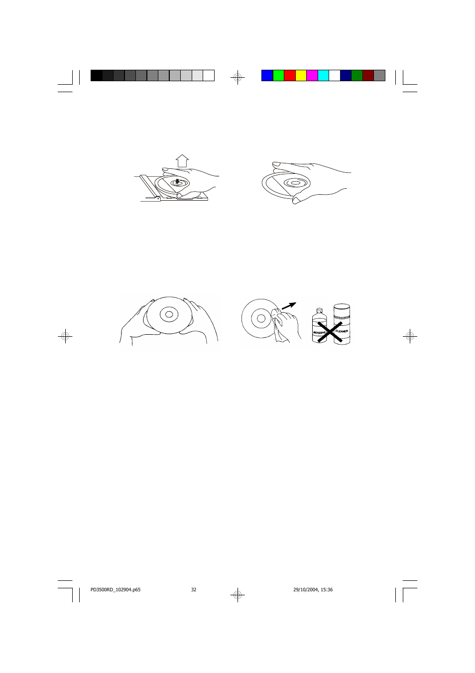 Compact disc care, Care of the cabinet, Caution | Emerson Radio PD3500RD User Manual | Page 33 / 35