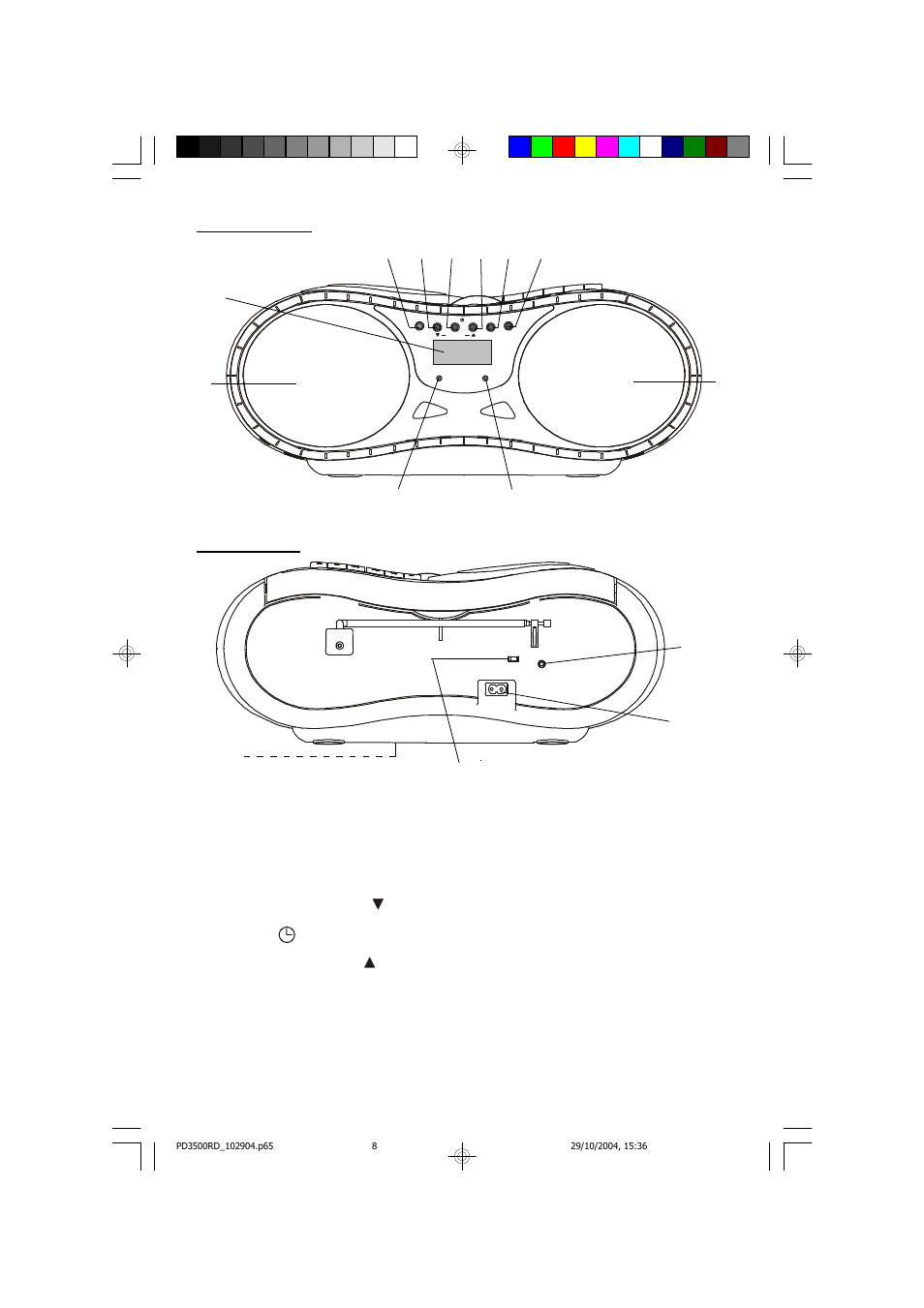 Front view back view | Emerson Radio PD3500RD User Manual | Page 9 / 35
