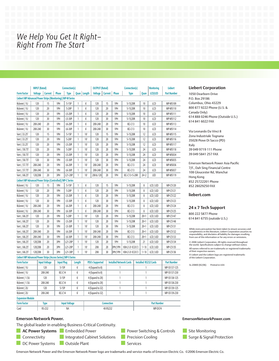 We help you get it right– right from the start, Liebert corporation | Emerson Libert AC Power System User Manual | Page 4 / 4