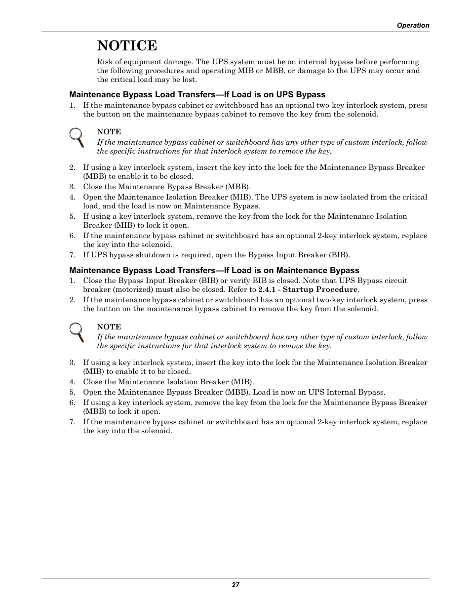 Notice | Emerson 250-400kVA User Manual | Page 33 / 72