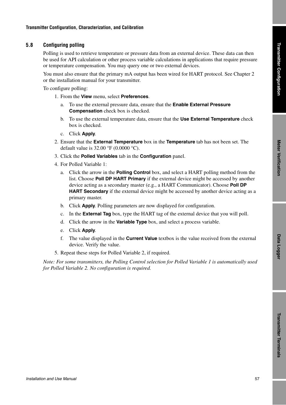 8 configuring polling, Section 5.8) | Emerson Network Router User Manual | Page 63 / 96