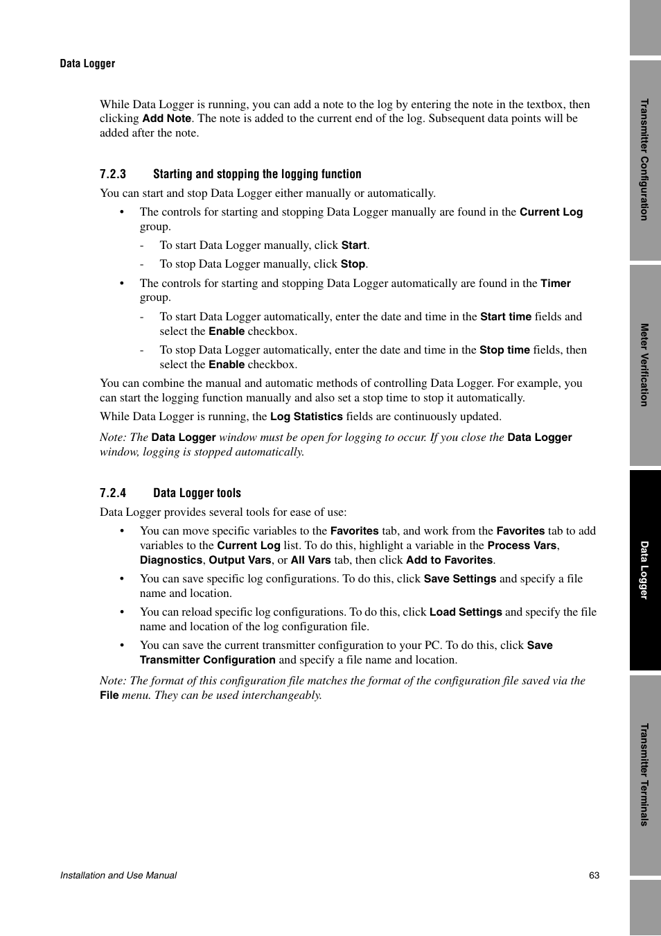 3 starting and stopping the logging function, 4 data logger tools | Emerson Network Router User Manual | Page 69 / 96