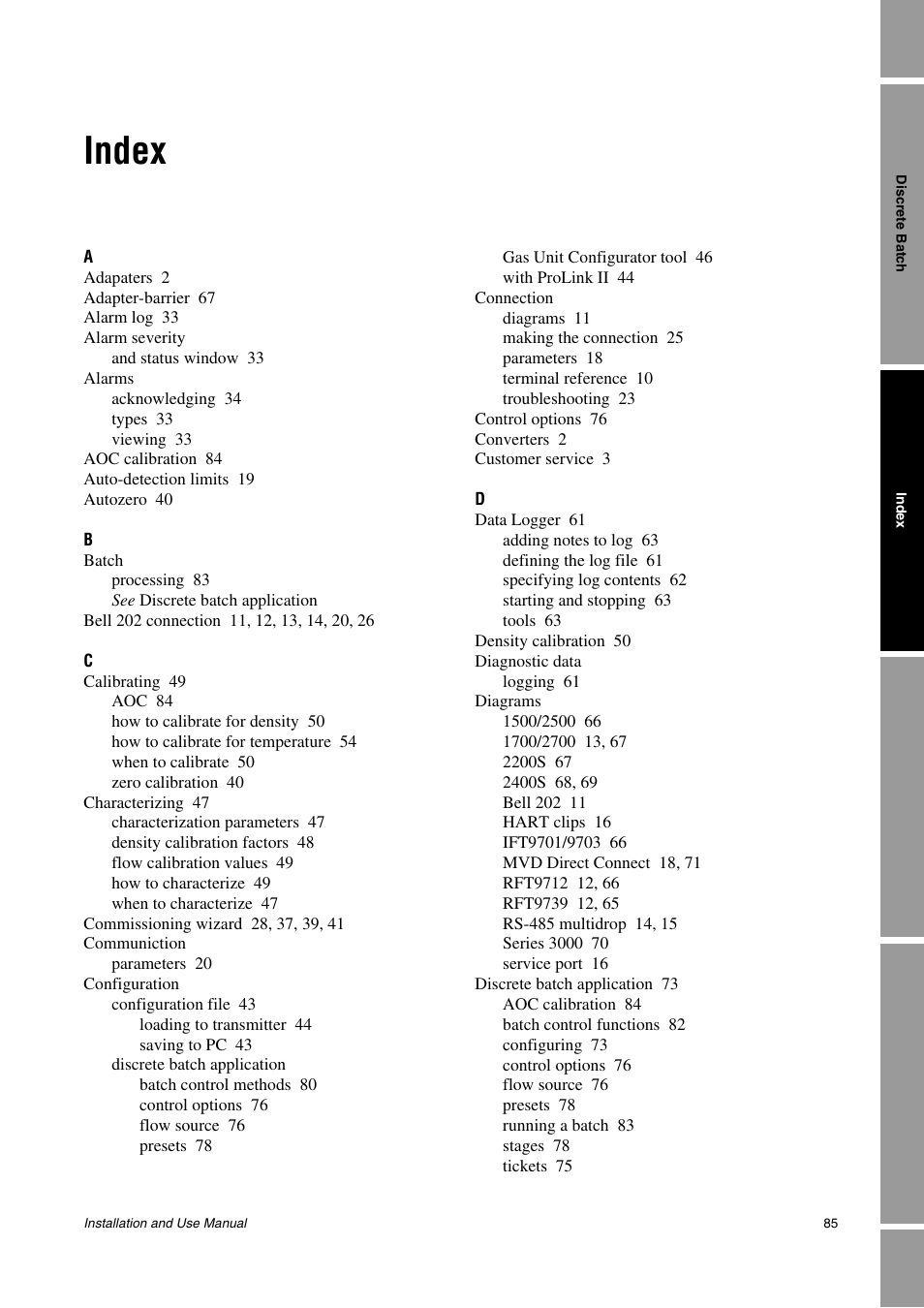 Index | Emerson Network Router User Manual | Page 91 / 96