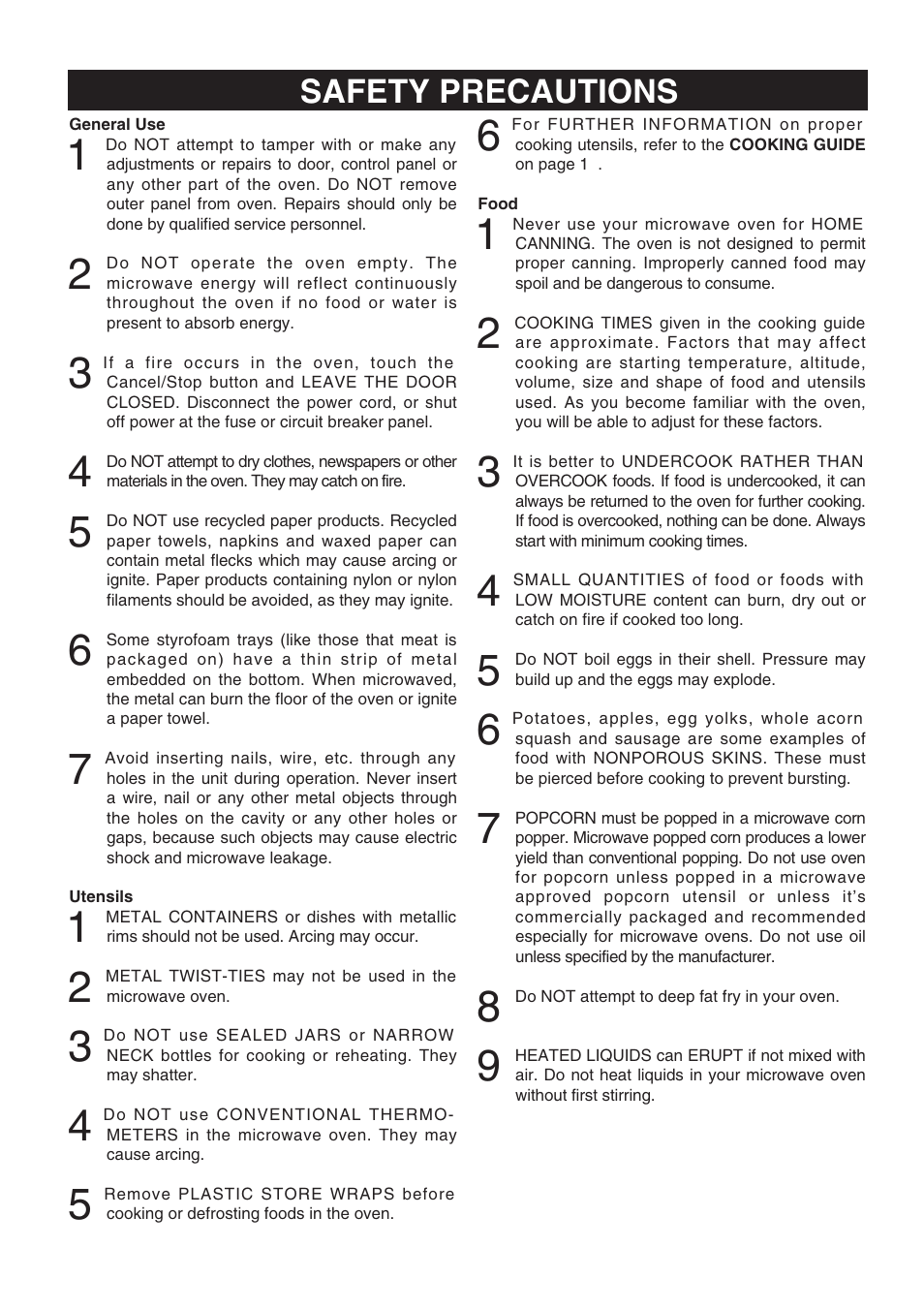 Safety precautions | Emerson MW8998B User Manual | Page 5 / 31