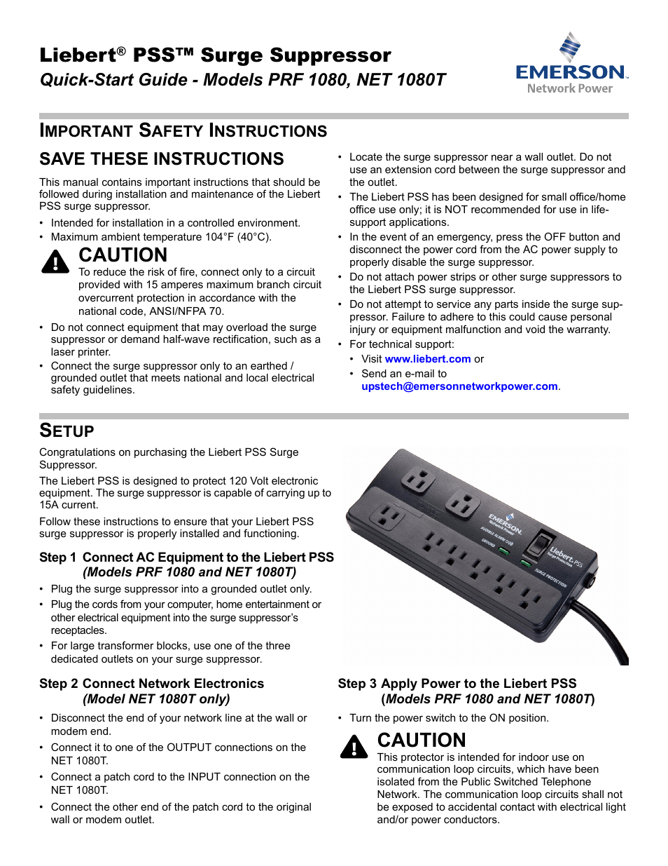 Emerson PRF 1080 User Manual | 2 pages