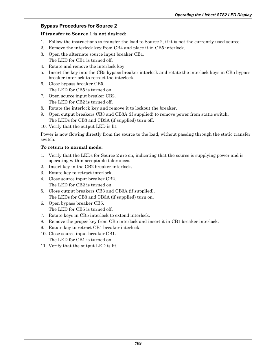 Bypass procedures for source 2 | Emerson Liebert Static Transfer Switch User Manual | Page 117 / 152