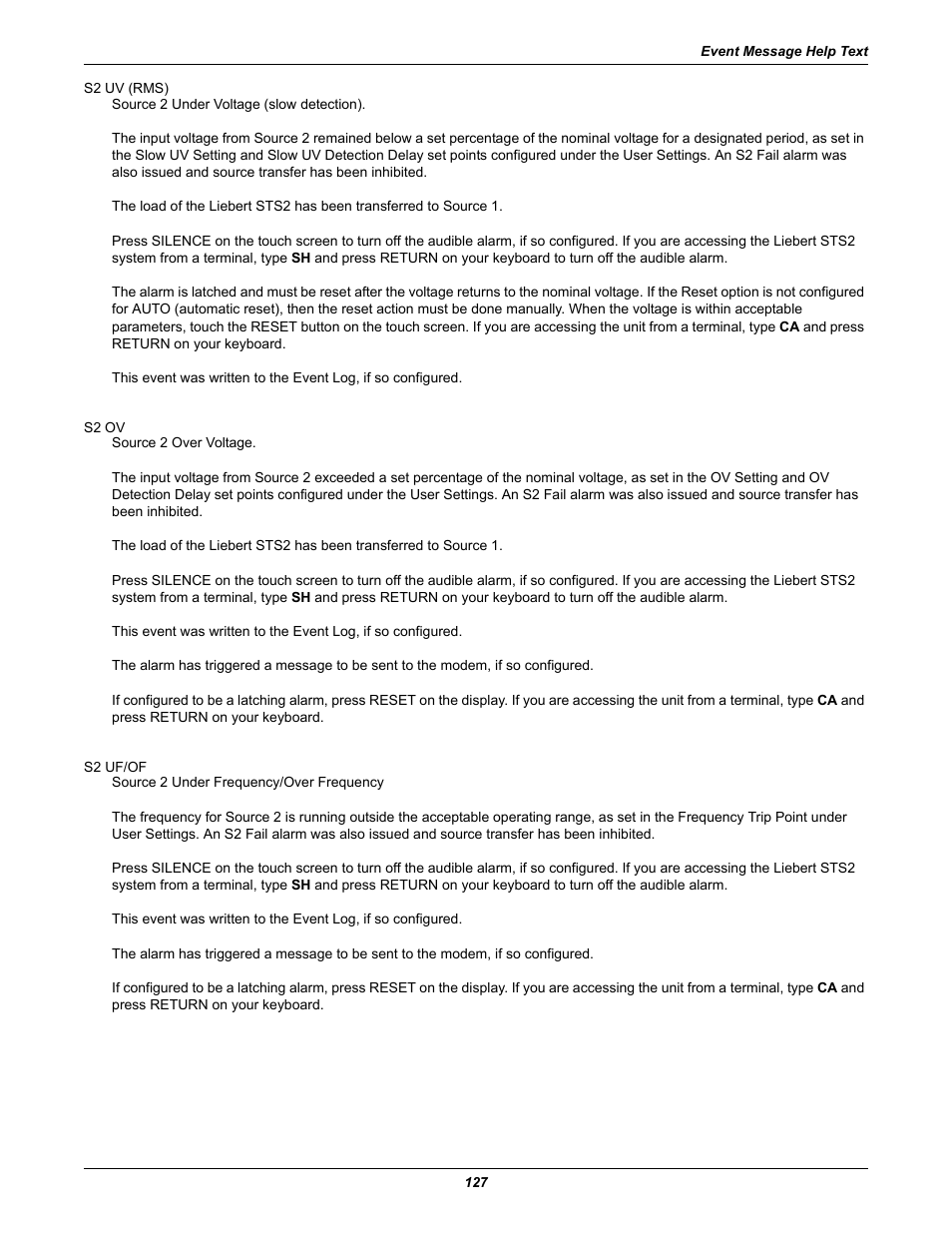 Emerson Liebert Static Transfer Switch User Manual | Page 135 / 152