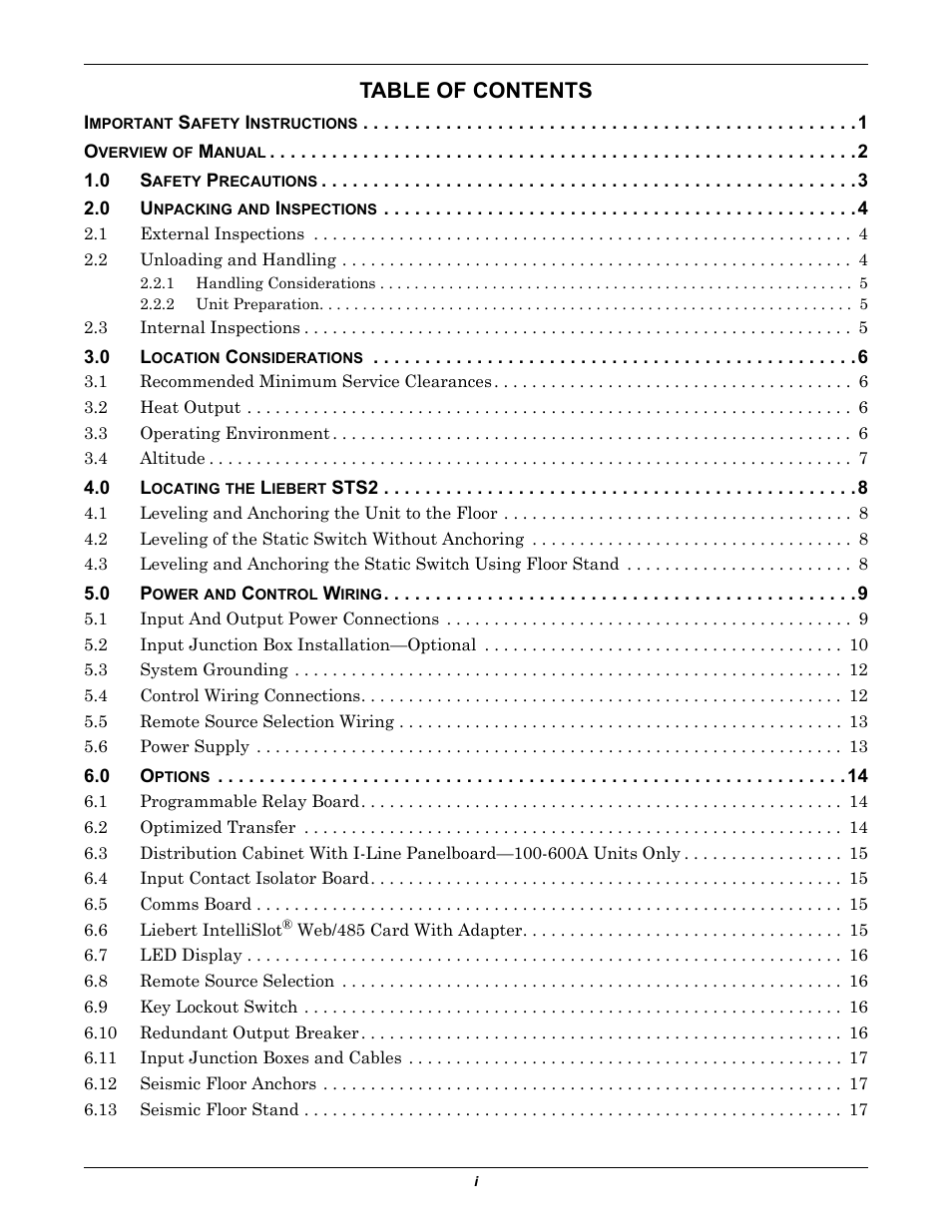 Emerson Liebert Static Transfer Switch User Manual | Page 3 / 152