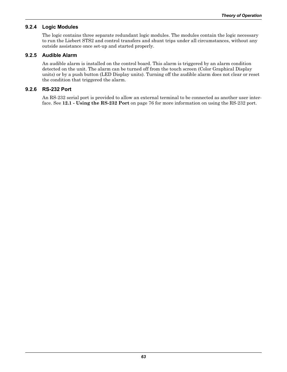 4 logic modules, 5 audible alarm, 6 rs-232 port | Logic modules, Audible alarm, Rs-232 port | Emerson Liebert Static Transfer Switch User Manual | Page 71 / 152