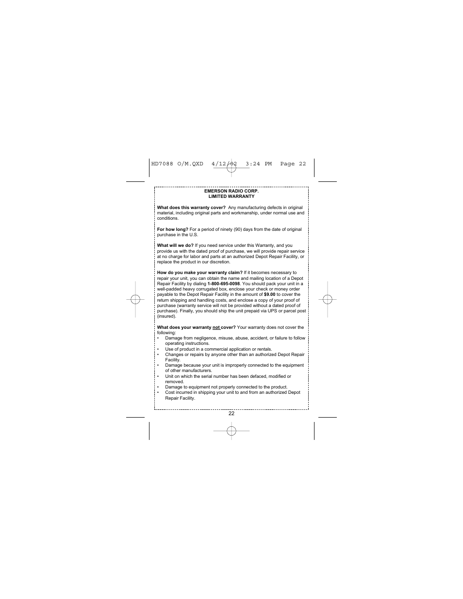 Emerson Radio HD7088 User Manual | Page 23 / 26