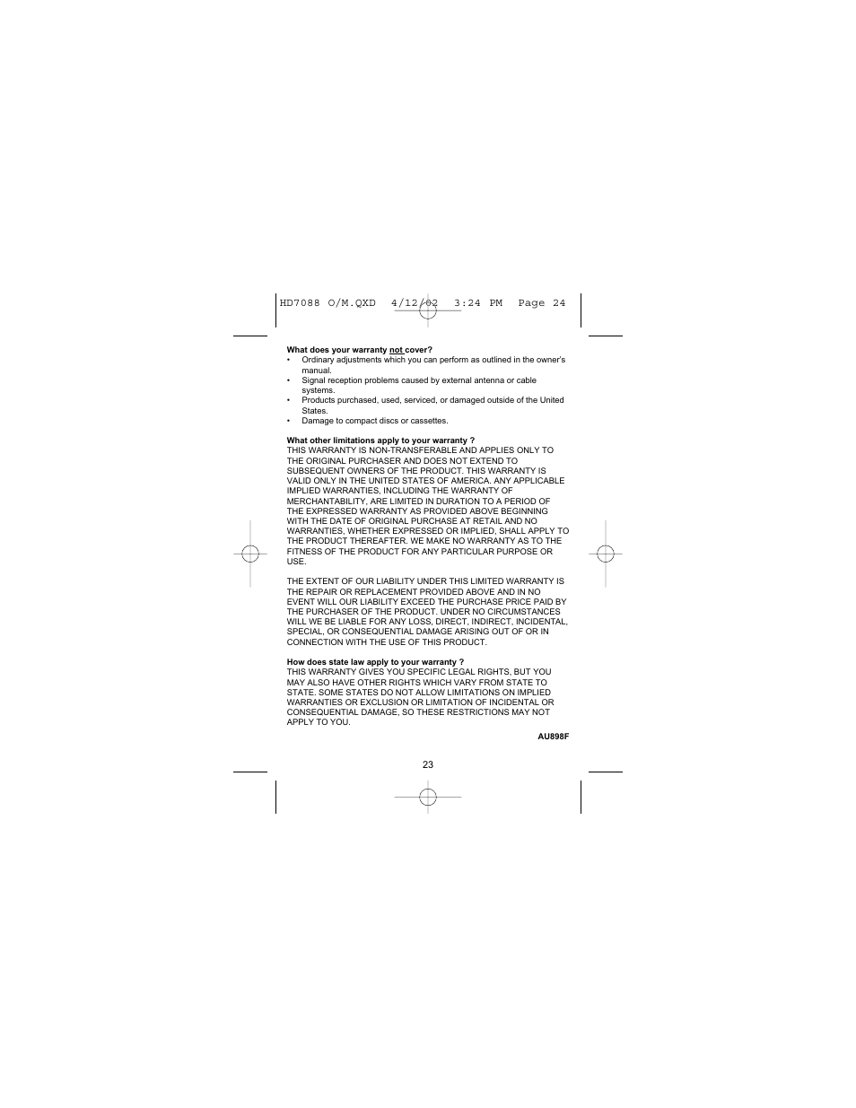 Emerson Radio HD7088 User Manual | Page 24 / 26