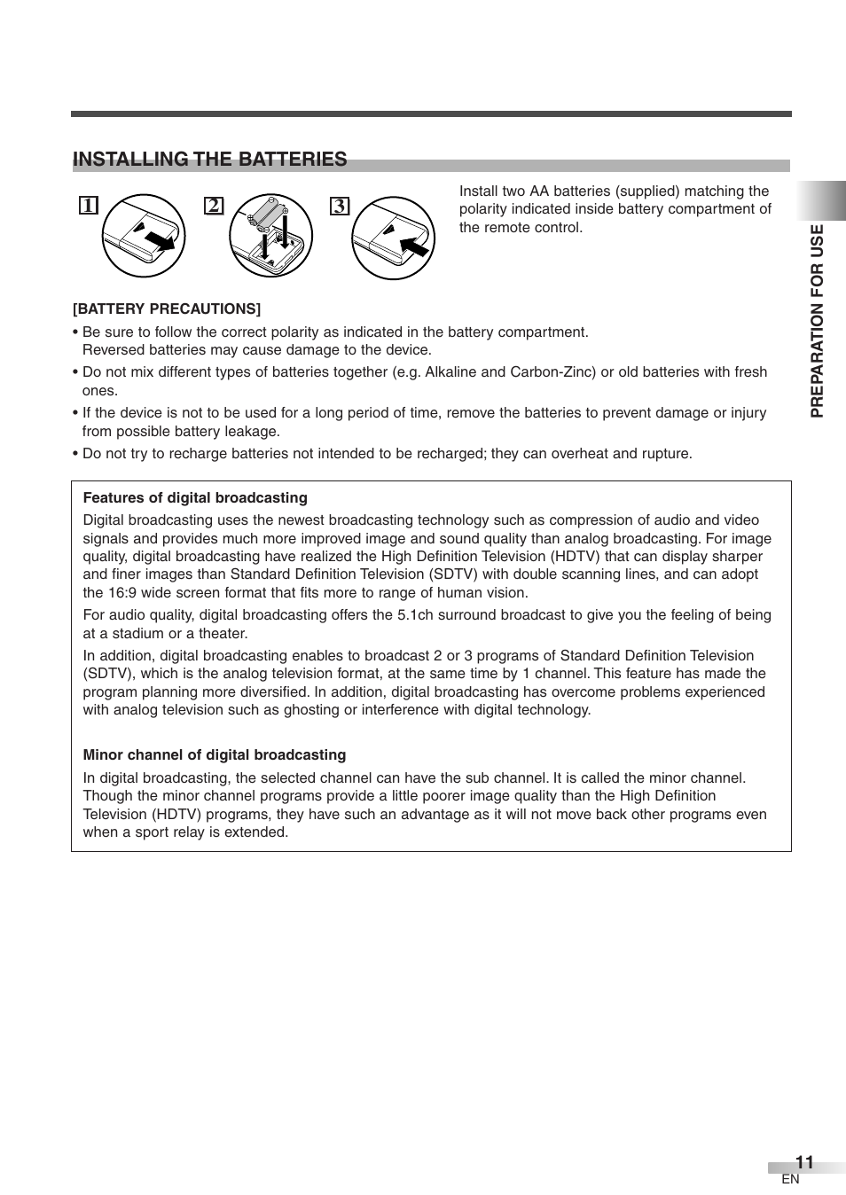 Installing the batteries | Emerson EWFG2705 User Manual | Page 11 / 76