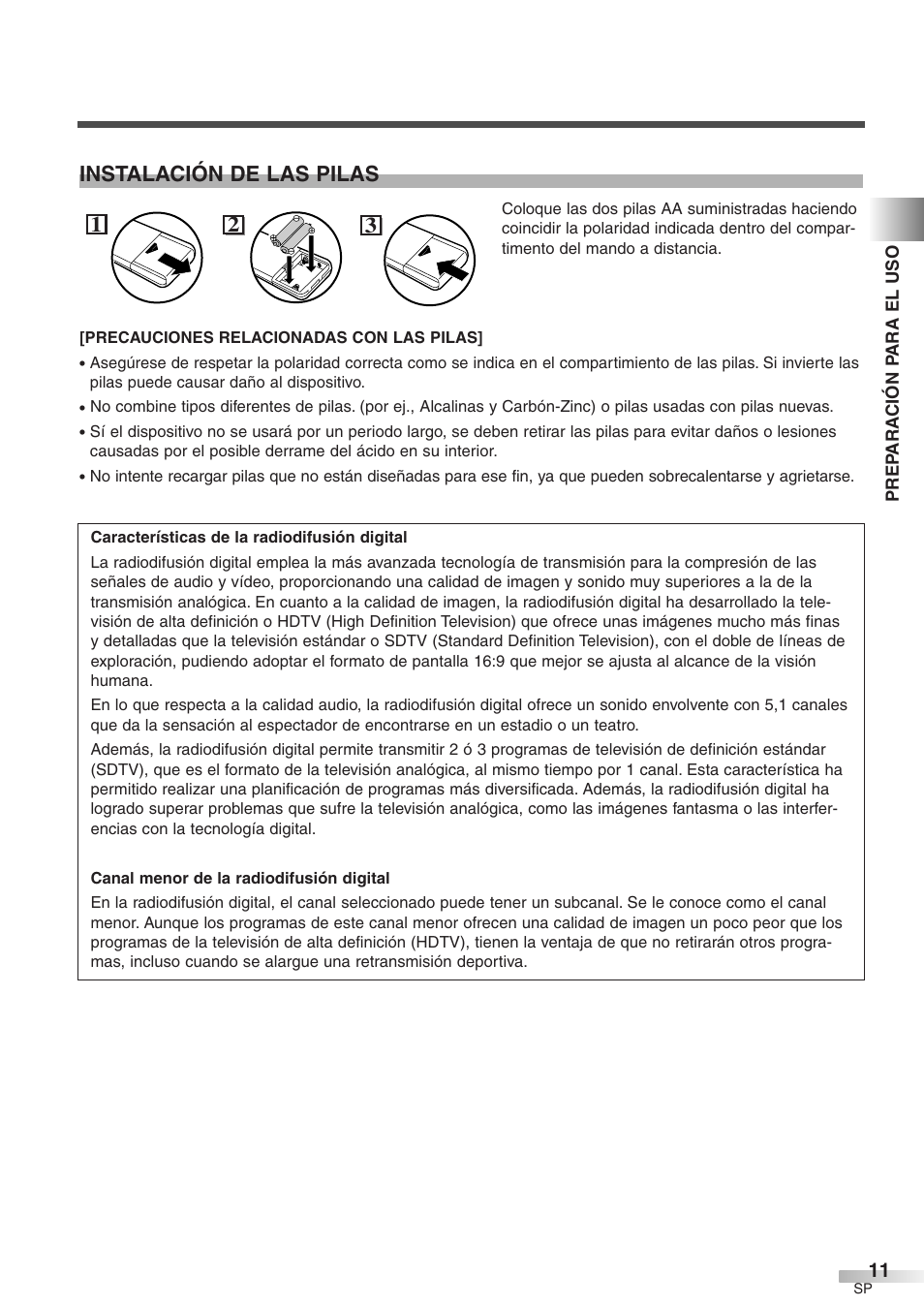 Instalación de las pilas | Emerson EWFG2705 User Manual | Page 49 / 76