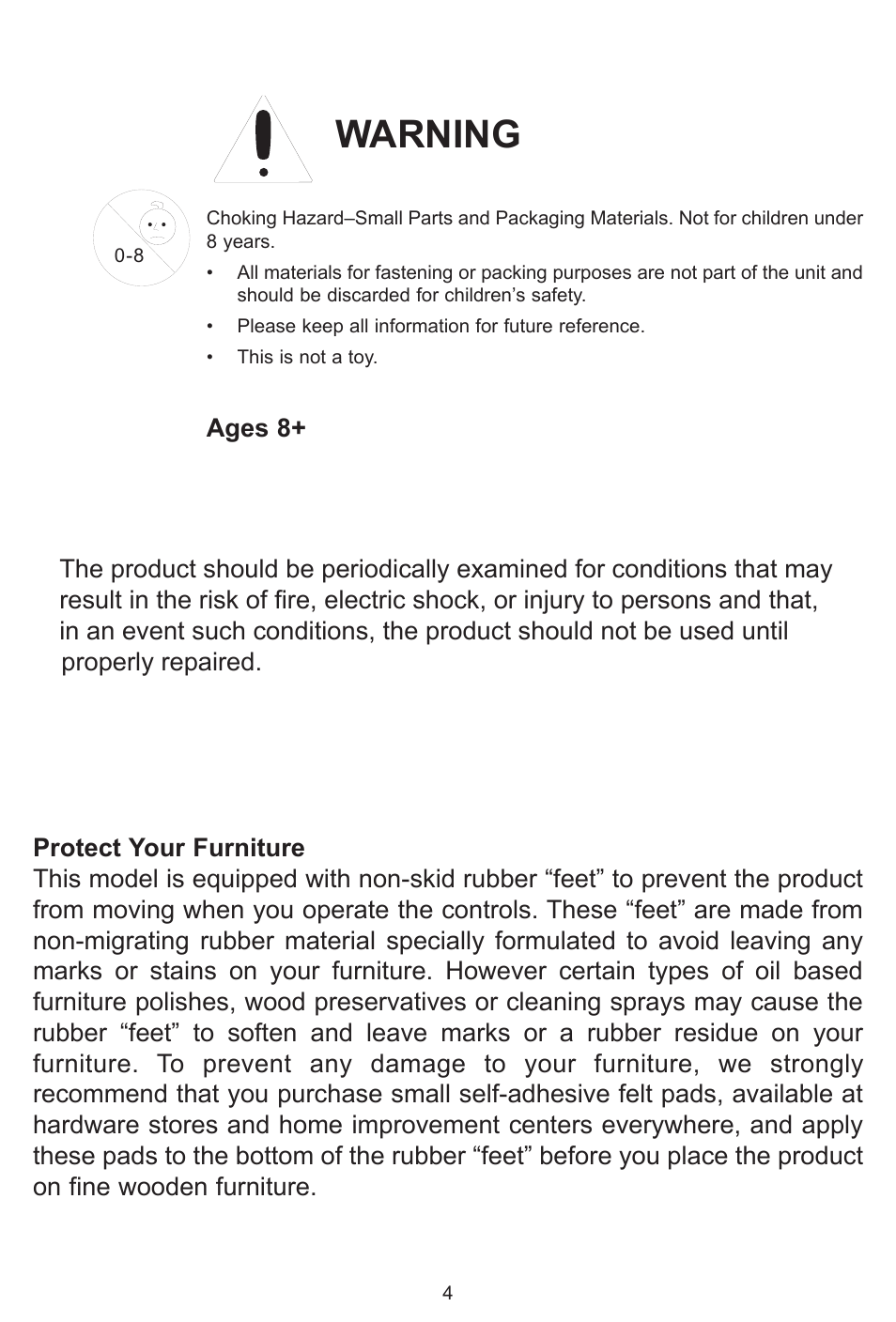 Warning | Emerson SB816 User Manual | Page 5 / 16