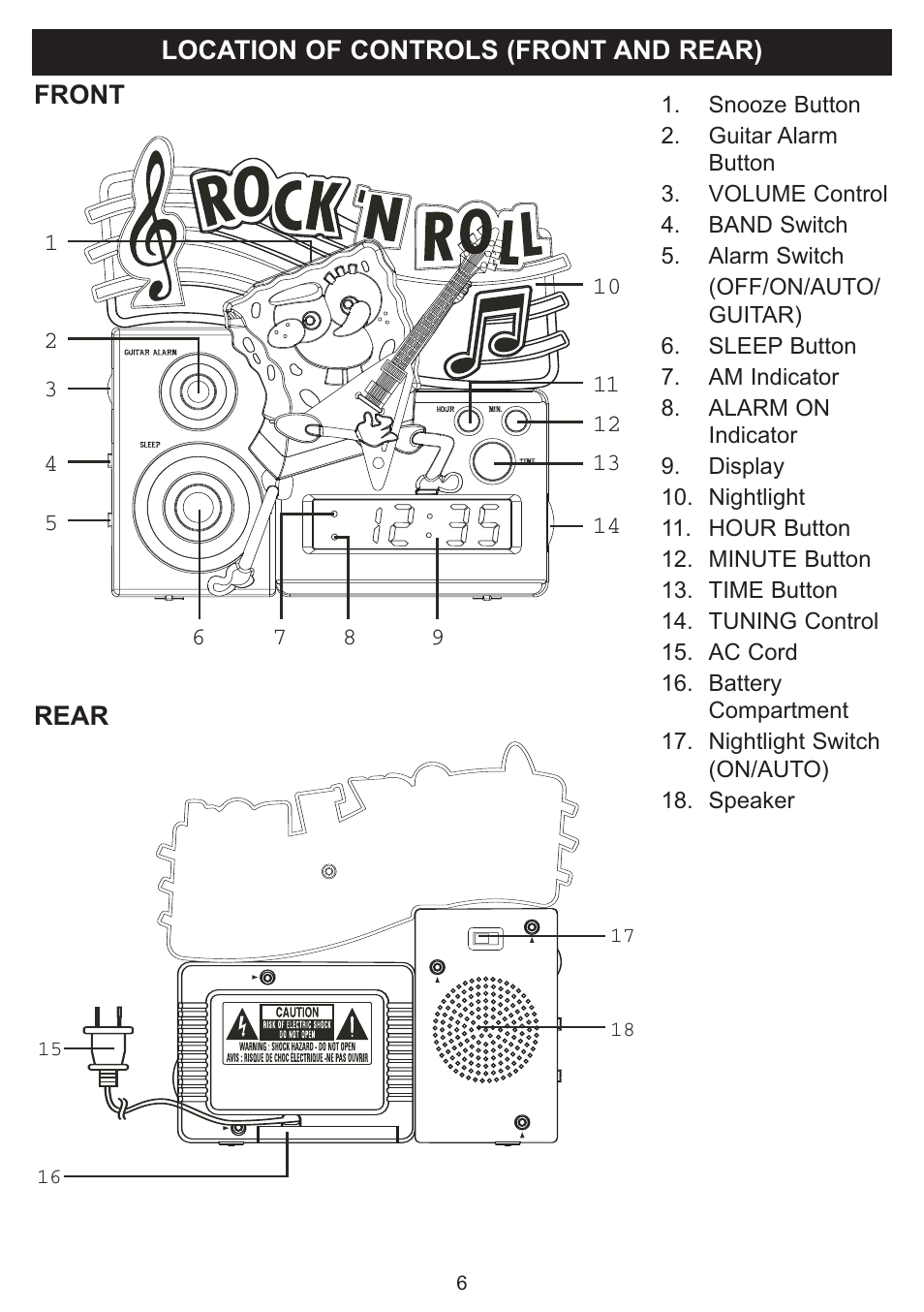 Location of controls (front and rear) front rear | Emerson SB816 User Manual | Page 7 / 16