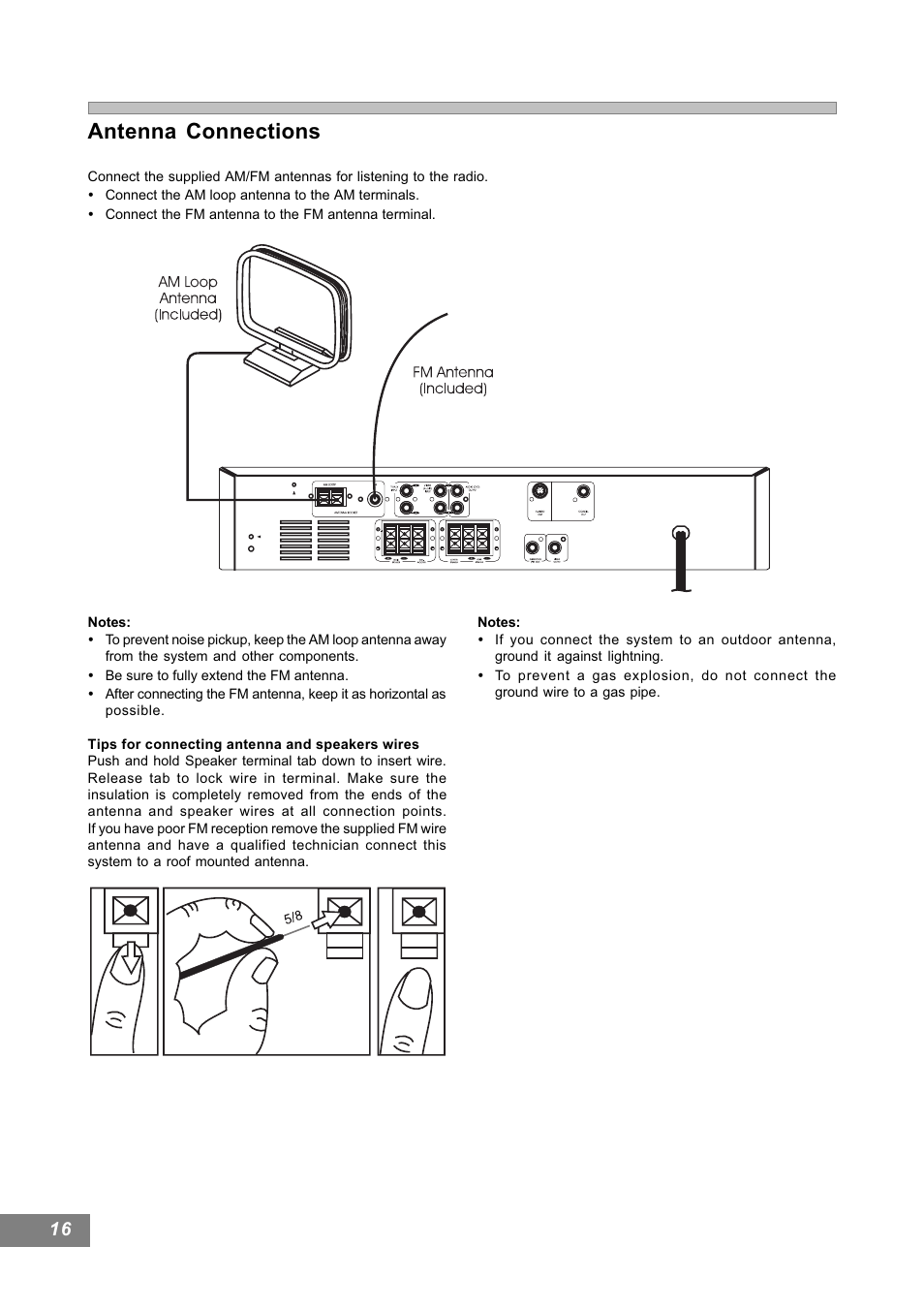 Antenna connections | Emerson Radio AV101 User Manual | Page 17 / 50
