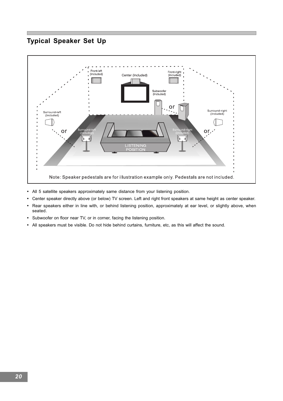 Typical speaker set up | Emerson Radio AV101 User Manual | Page 21 / 50