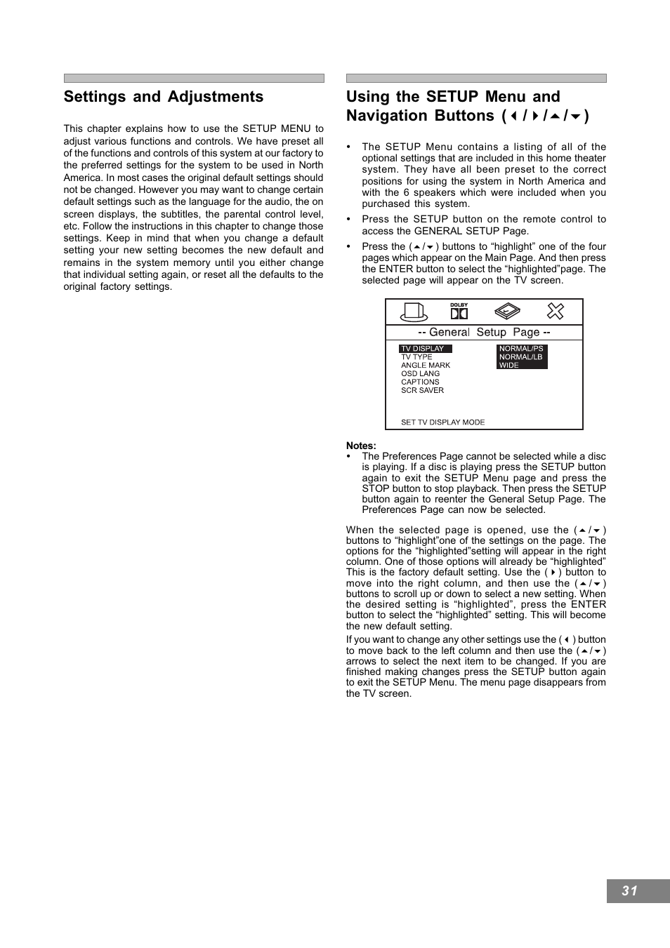 Settings and adjustments | Emerson Radio AV101 User Manual | Page 32 / 50