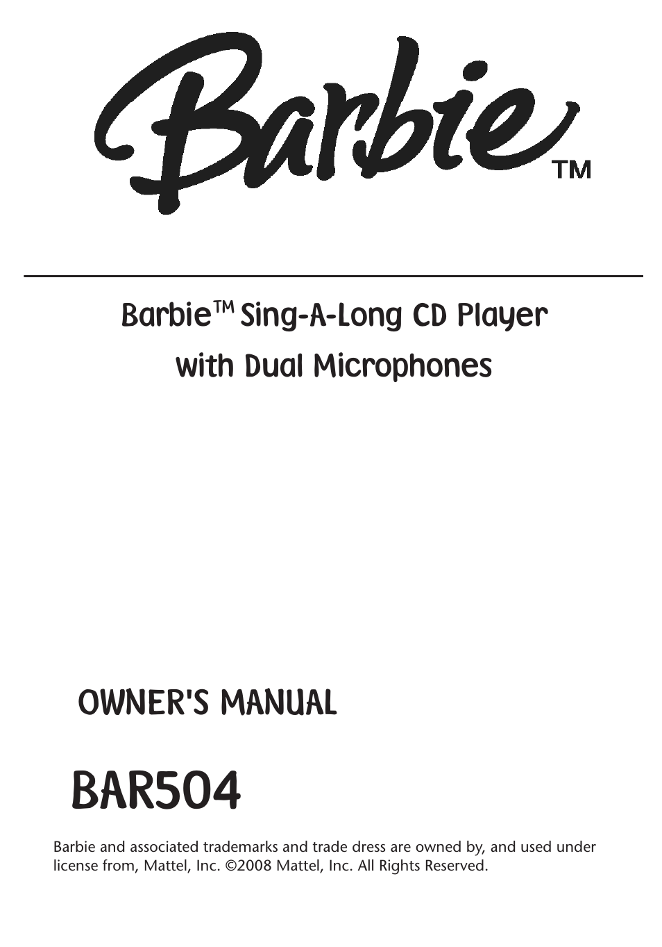 Emerson Radio Barbie BAR504 User Manual | 18 pages