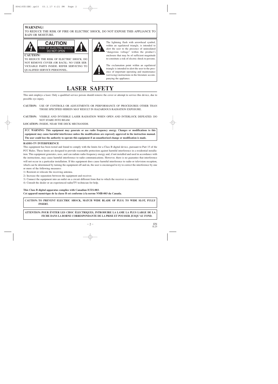 Laser safety, Caution | Emerson EWD2203 User Manual | Page 2 / 44