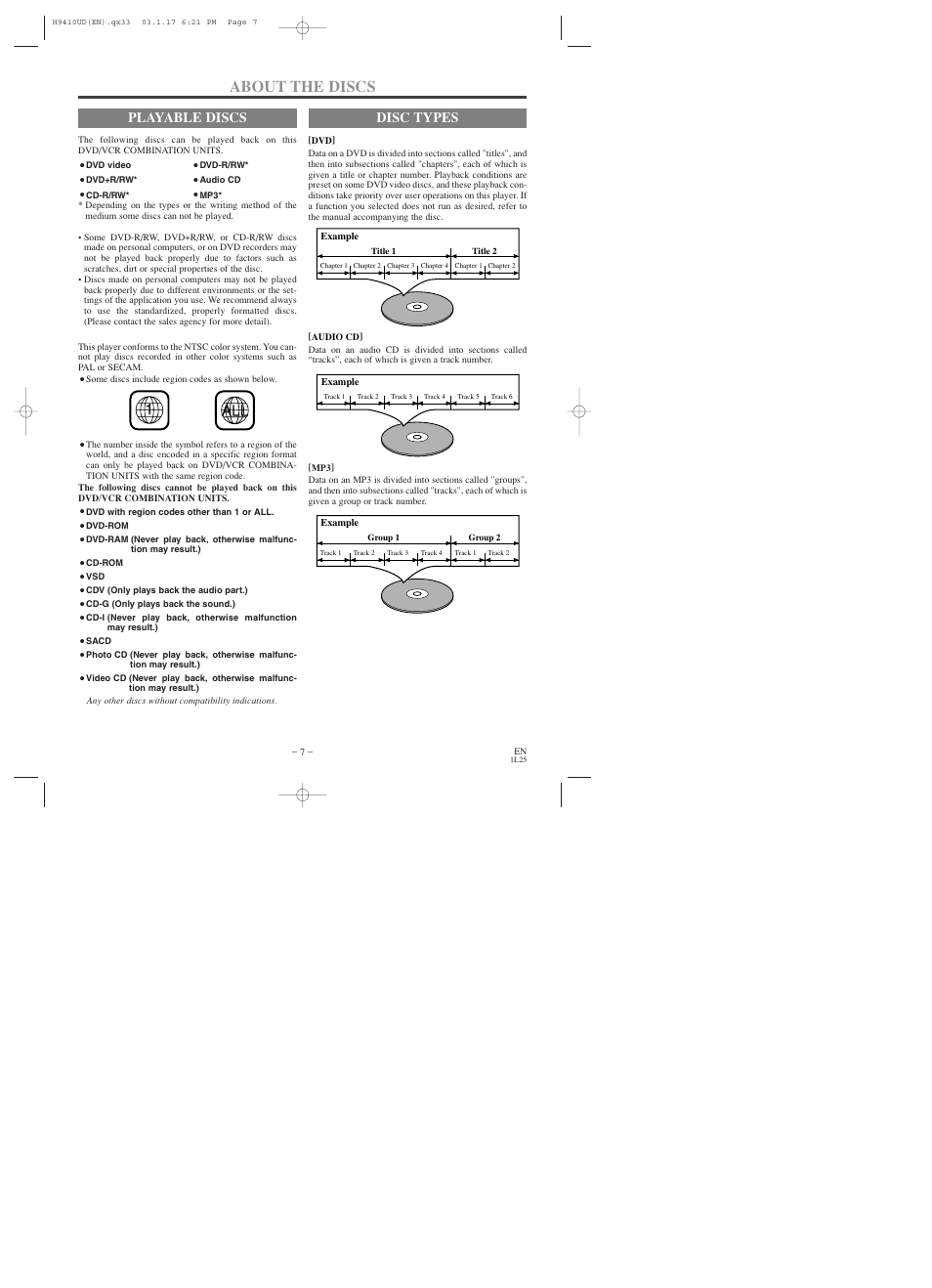 About the discs, Playable discs, Disc types | Emerson EWD2203 User Manual | Page 7 / 44