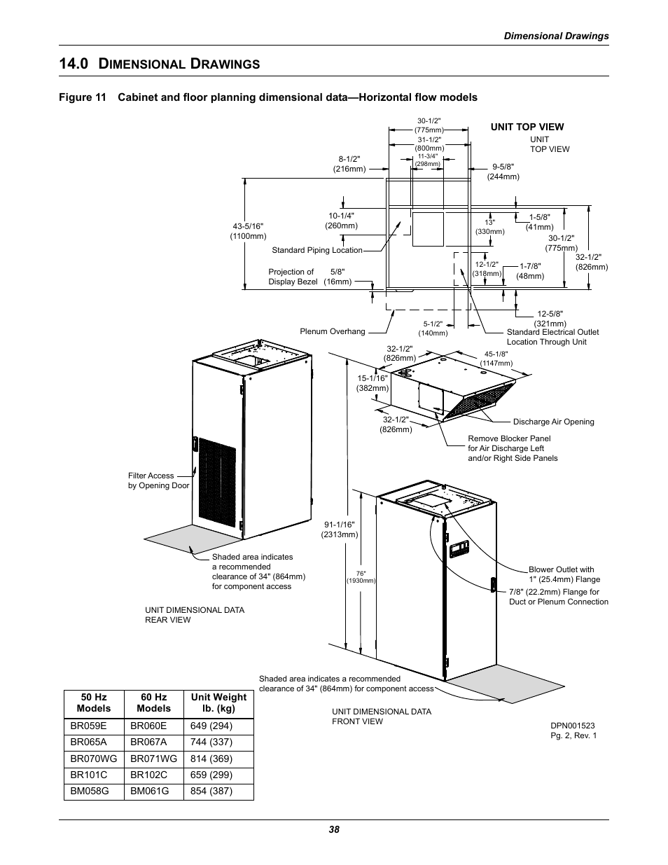 0 dimensional drawings, Imensional, Rawings | Emerson Liebert Challenger ITR User Manual | Page 46 / 74