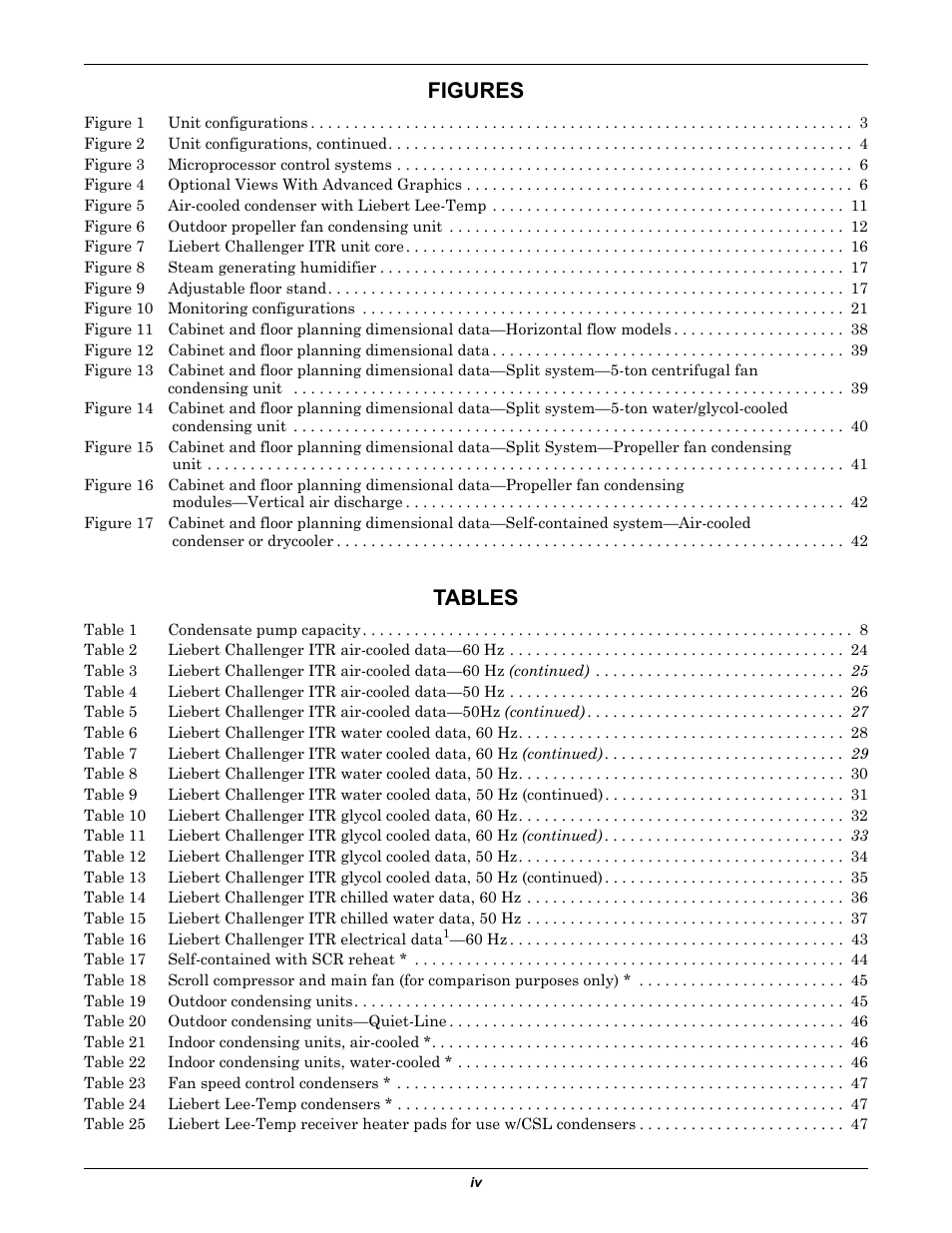 Figures, Tables | Emerson Liebert Challenger ITR User Manual | Page 6 / 74