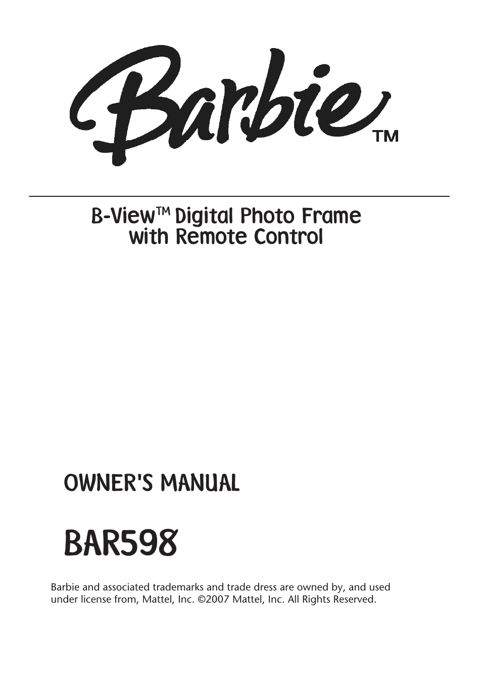 Emerson Radio Barbie BAR598 User Manual | 17 pages