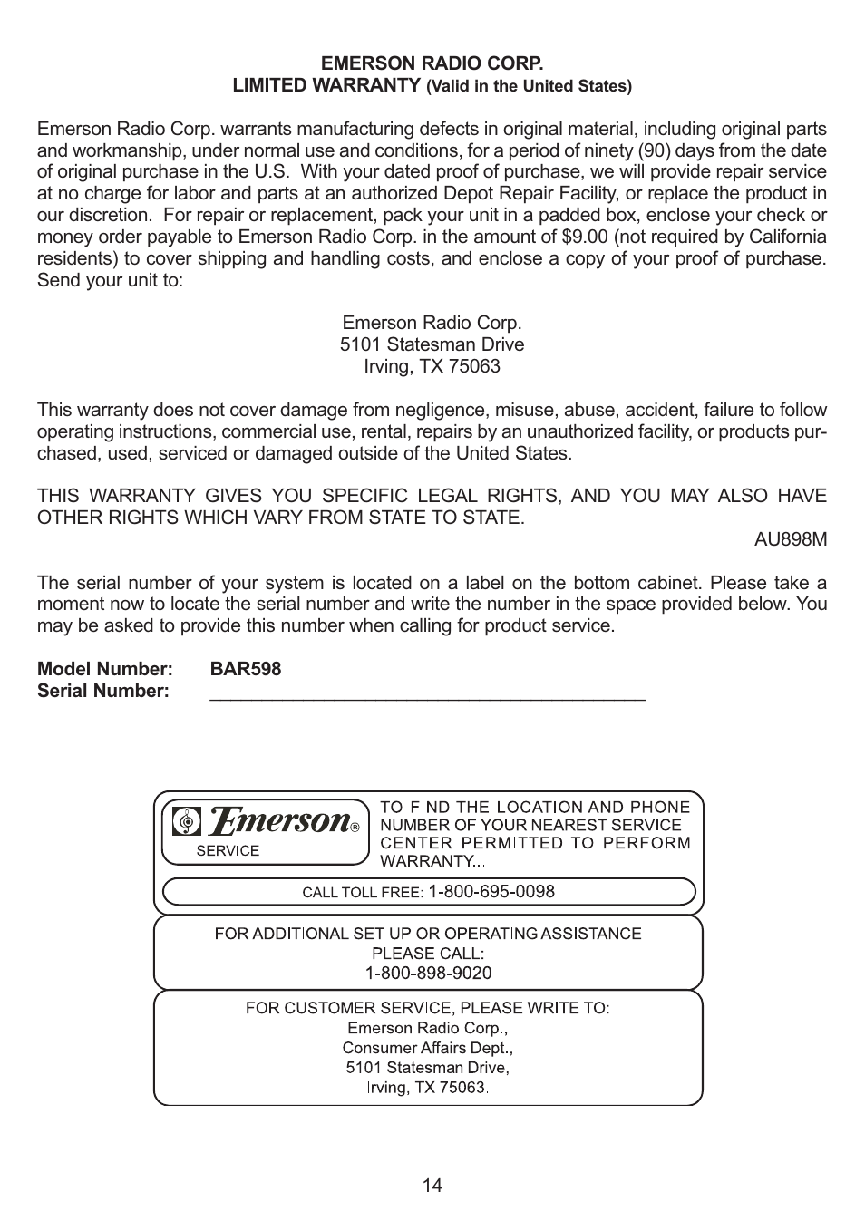 Emerson Radio Barbie BAR598 User Manual | Page 15 / 17