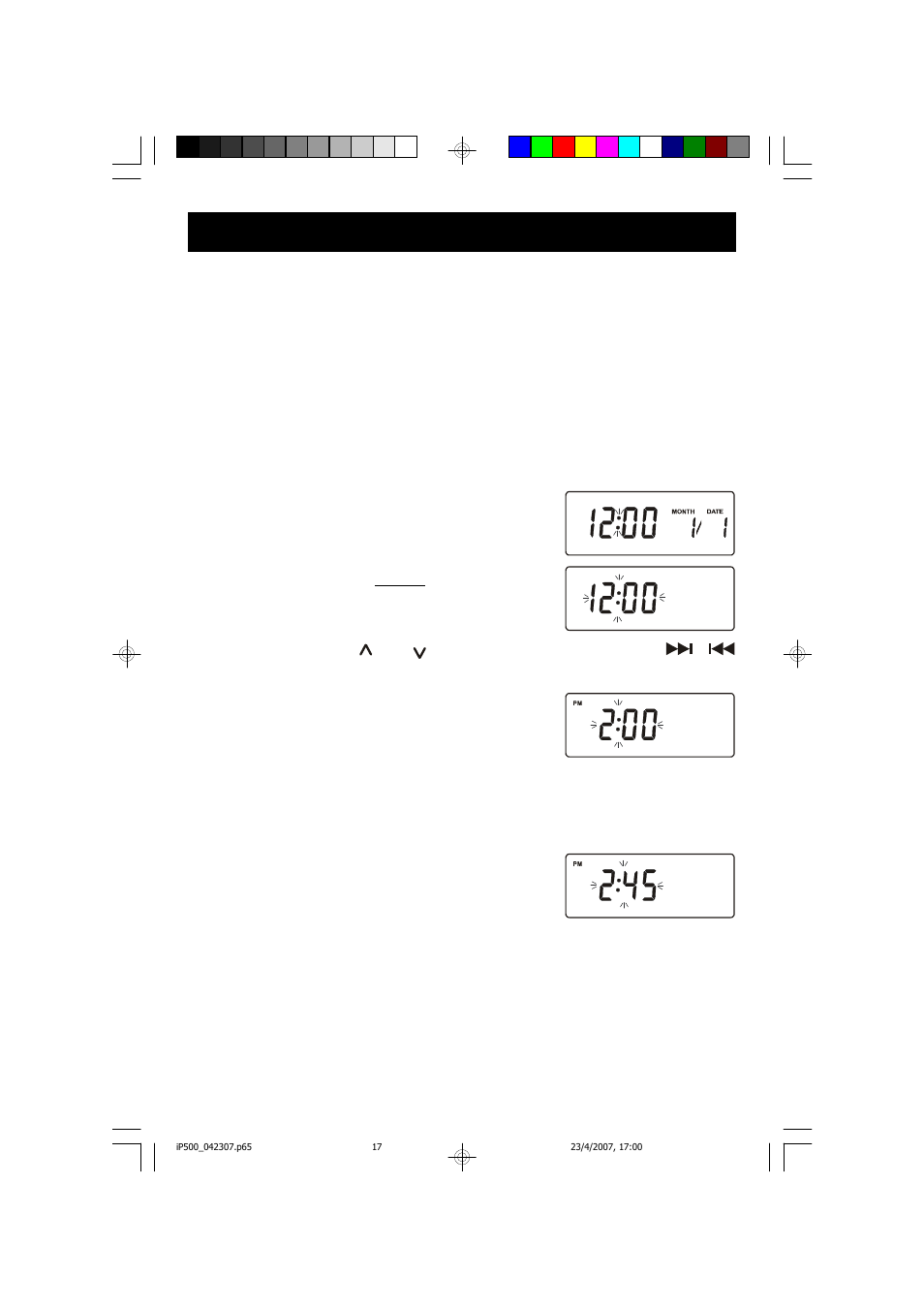 Operating instructions, Setting the time | Emerson Radio iP500 User Manual | Page 18 / 44