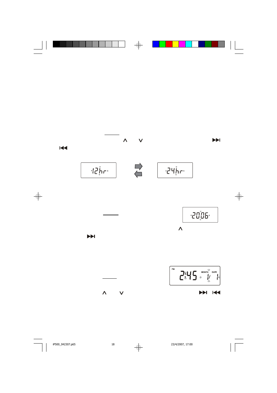 Setting the year, Setting the month and date | Emerson Radio iP500 User Manual | Page 19 / 44