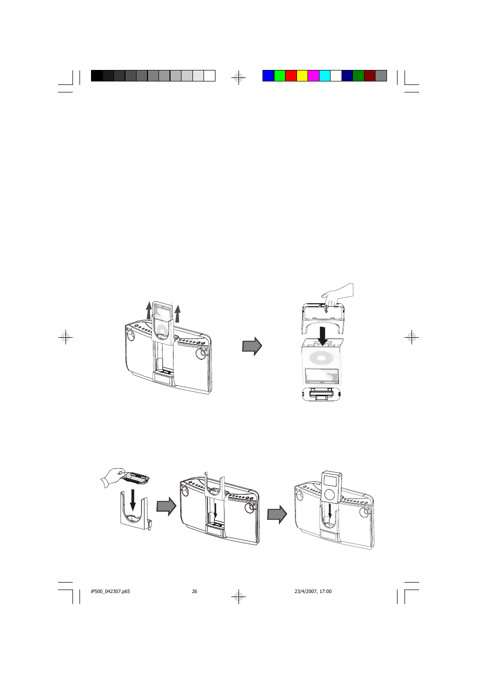 Connecting and playing your ‘dockable’ ipod, Refer to separate instructions for the ipod, Shuffle) | Emerson Radio iP500 User Manual | Page 27 / 44