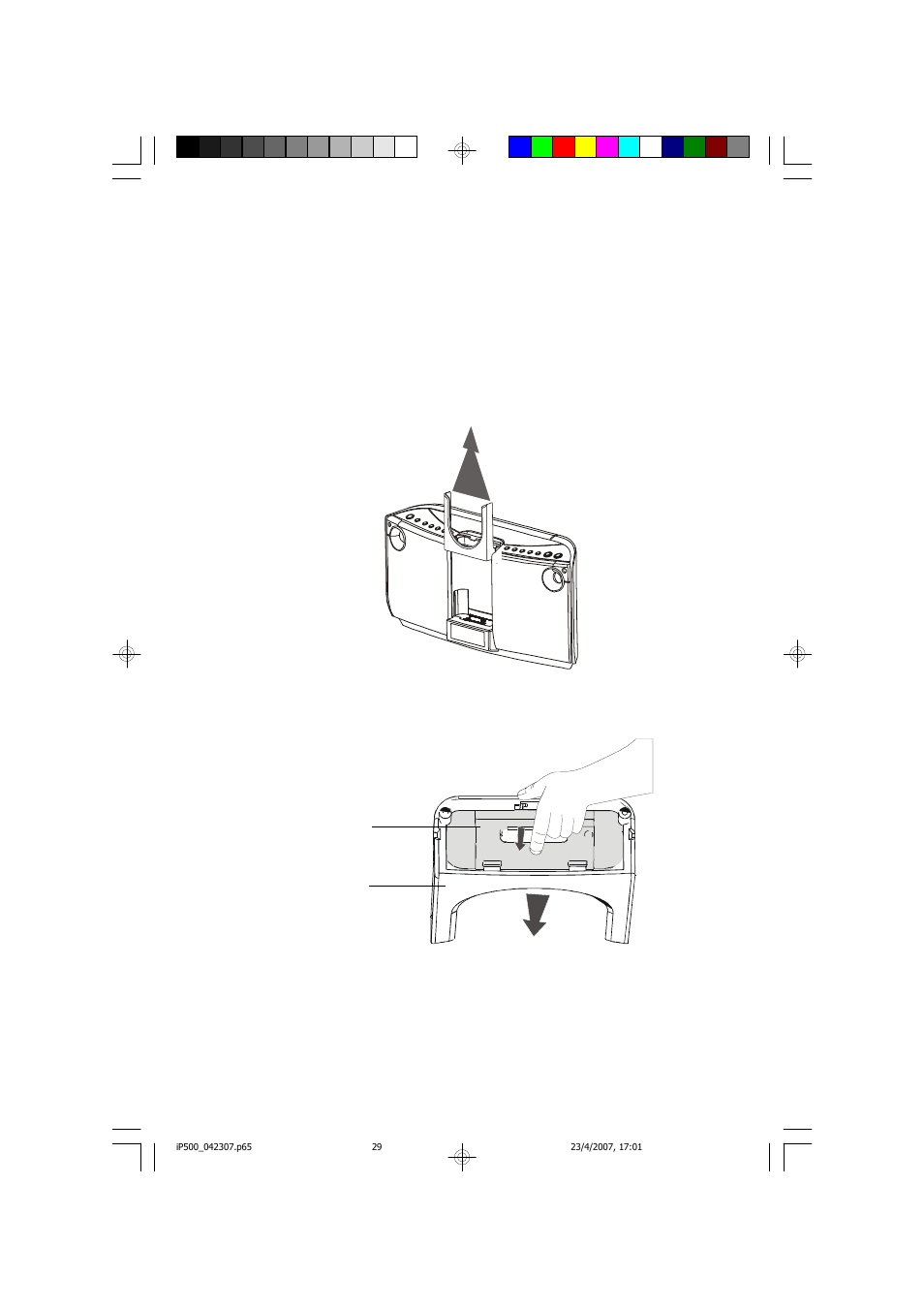 Removing or changing the ipod, Adapter | Emerson Radio iP500 User Manual | Page 30 / 44