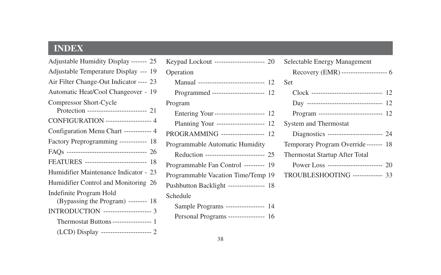 Index | Emerson 90 SERIES 1F95-391 User Manual | Page 40 / 44