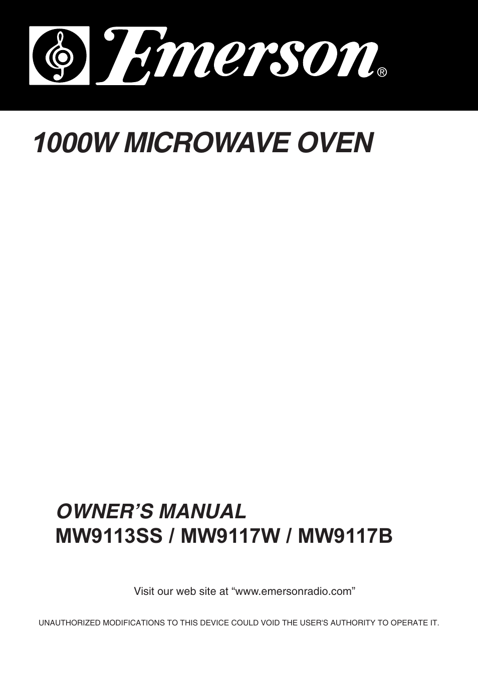 Emerson Radio MW9117B User Manual | 30 pages