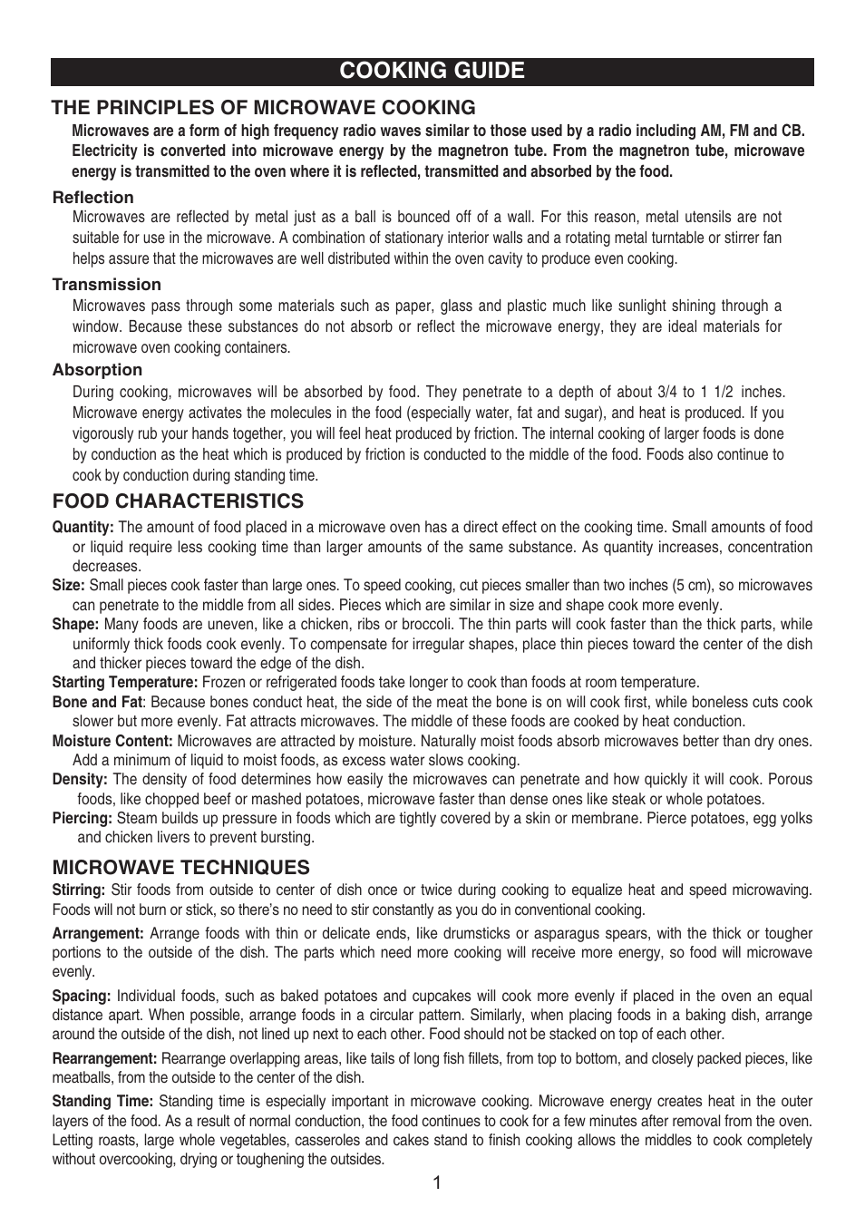 Cooking guide | Emerson Radio MW9117B User Manual | Page 18 / 30