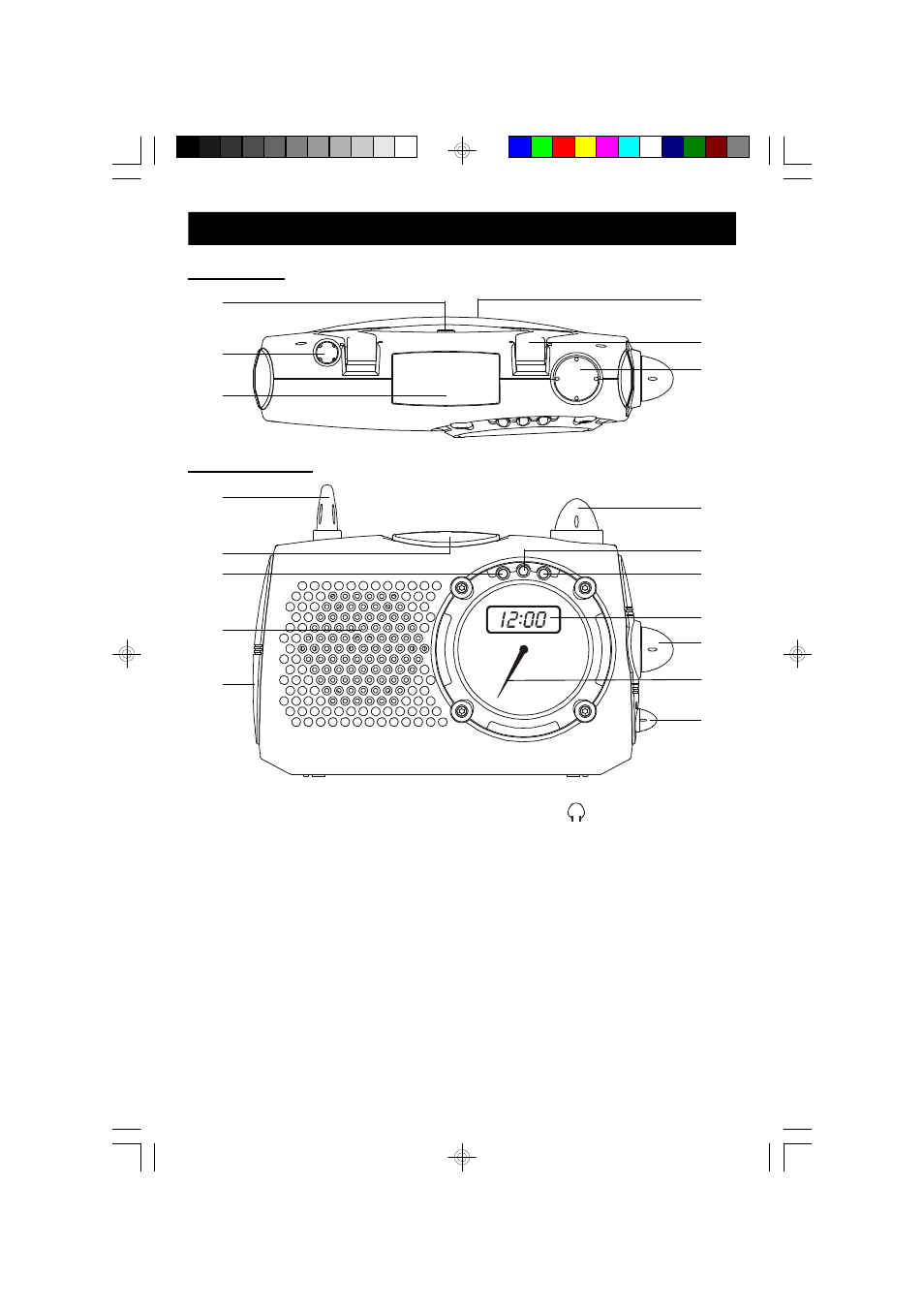 Location of controls and indicators, Top view front view | Emerson Radio RP6249 User Manual | Page 9 / 16